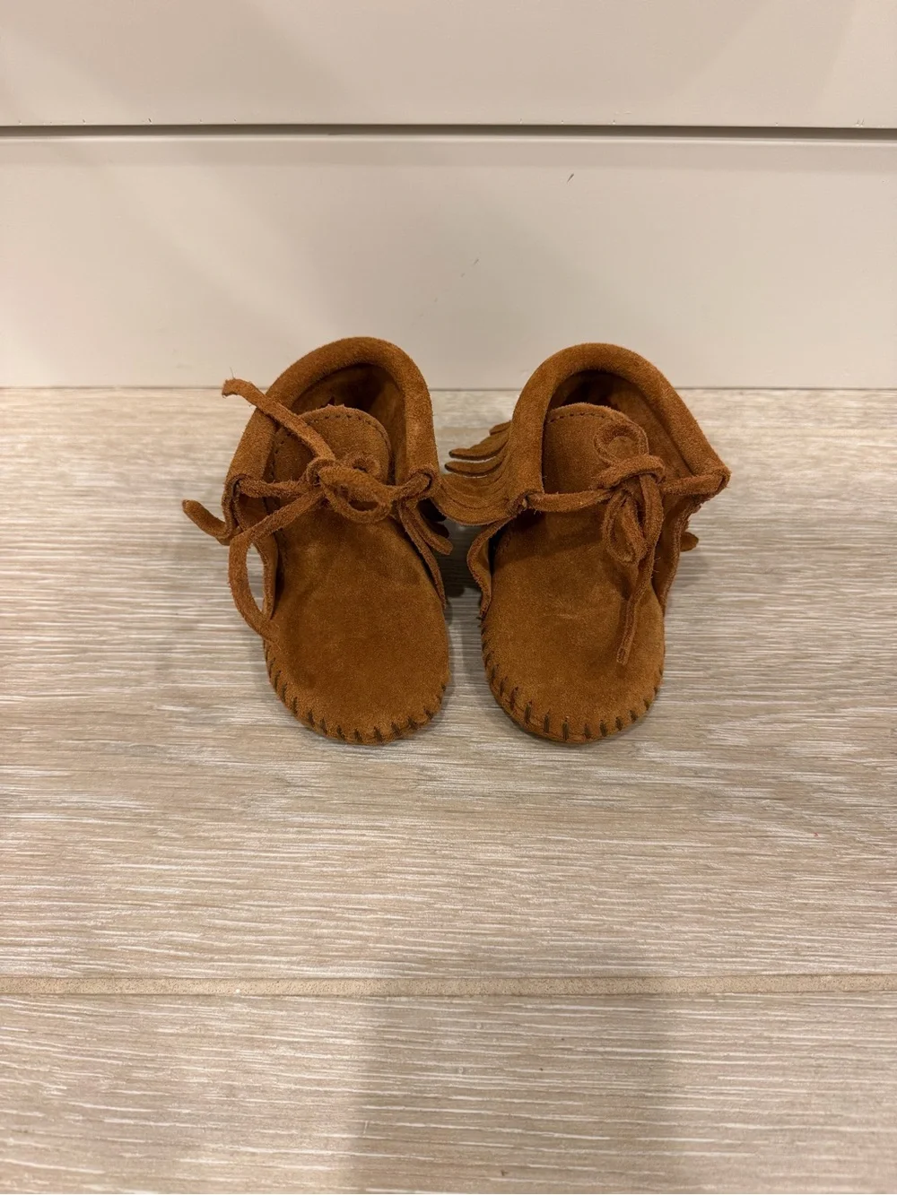 Minnetonka Kids Chestnut Suede Fringe Moccasins